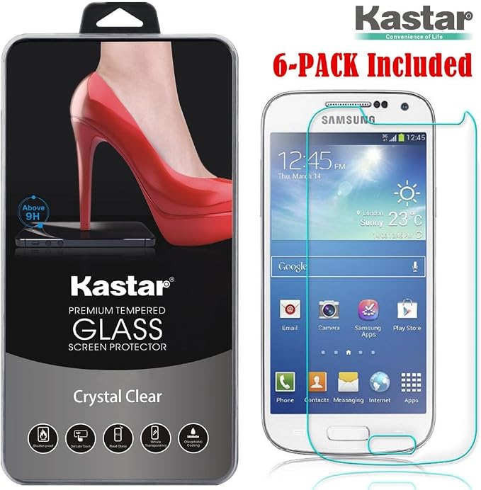 Kastar S4 MINI Screen Protector (6-PACK) Premium Tempered Crystal Clear Glass Screen Protector for Samsung Galaxy S4 MINI i9190 AT&ampT T-Mobile Sprint Verizon Smartphone