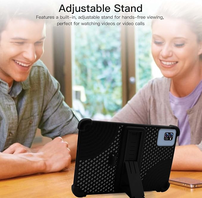 Case for LECTRUS T30W Android 15 Tablet 10 inchHeat Dissipation Tablet CaseSoft Silicone Protector CoverKids FriendlyAdjustable Stand Tablet Cover4 Corners Thicken Shockproof Black