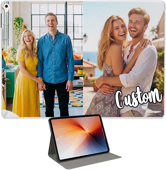 Custom Case for iPad Air 3rd Generation 2019 / iPad Pro 2017 10.5 inch Personalized Customized Picture Logo Text Name PU Leather Tablet Cover Premium Folio Flip Stand Case Auto Wake/Sleep