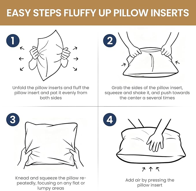BHZ Euro Throw Pillow Inserts, 22x22 Down Feather Alternative Pillow Inserts Set of 2, Decorative Soft Large Square White Throw Pillows Insert for Couch Bed Dorm Sofa with Cotton Cover