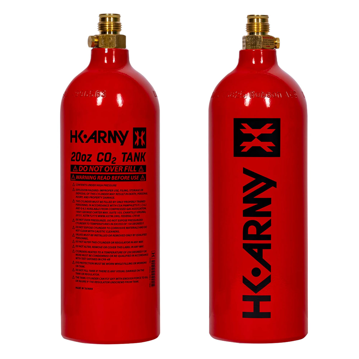 HK Army 20oz Aluminum CO2 Tank - High Pressure Compressed Air System for Paintball & Airsoft Gear - Red