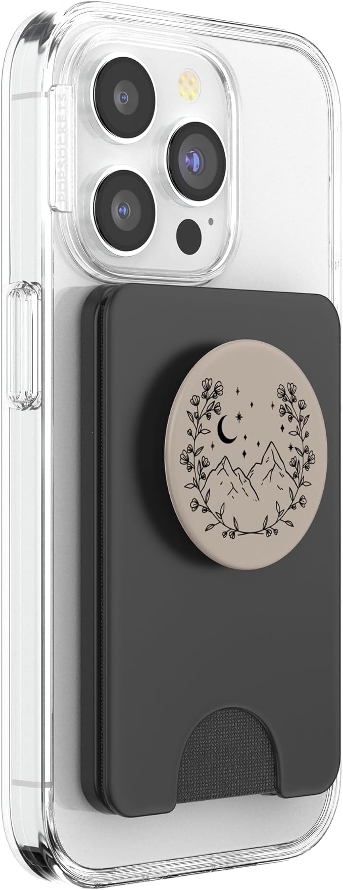 Taupe - Boho Chic Floral Moon Mountain PopSockets Adhesive PopGrip
