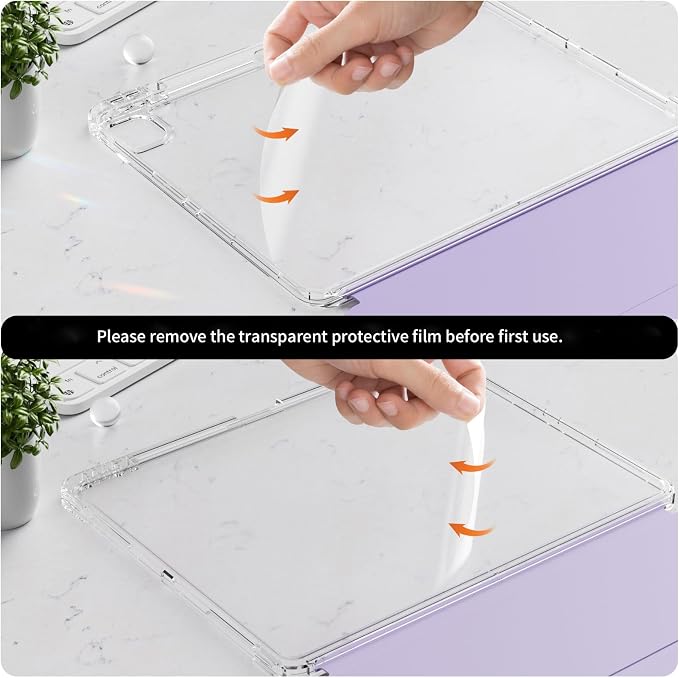 Hybrid Case for iPad Pro 11 Inch 4th/3rd/2nd Generation (2022/2021/2020) with Pencil Holder 2 in 1 Detachable Cover with Clear Transparent Back Shell Support 2nd Gen Pencil Charging Black