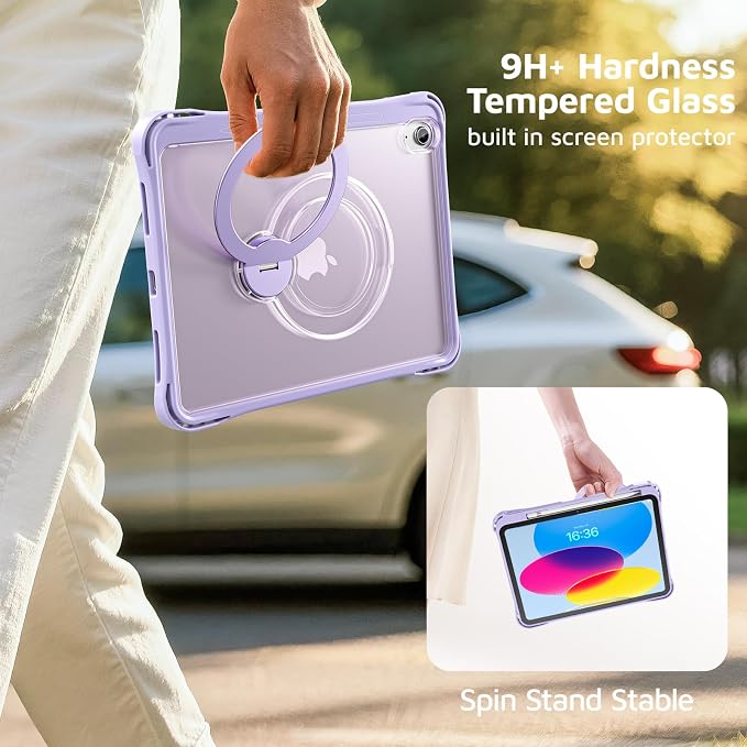 Dteck for Apple iPad 11 inch (A16 11th Gen) iPad 10.9 inch (10th Gen) Slim Clear Case with Kickstand Pencil Holder Reinforced Shockproof Corners Soft TPU Lightweight Protective Cover Transparent