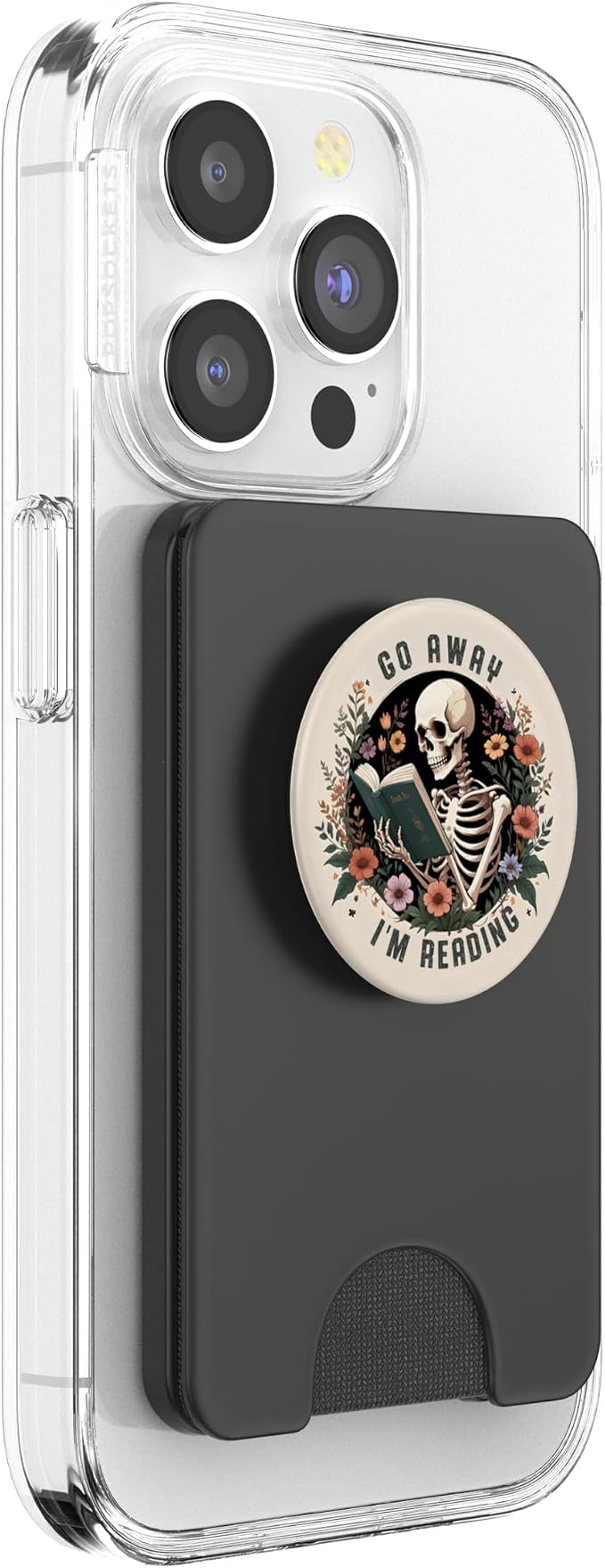 Go Away I'm Reading Funny Skeleton Book Lovers Bookish PopSockets PopGrip for MagSafe