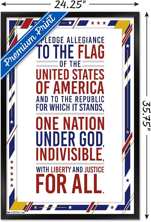 Trends International The United States Of America - Pledge Of Allegiance Wall Poster, 22.375" x 34", Black Framed Version