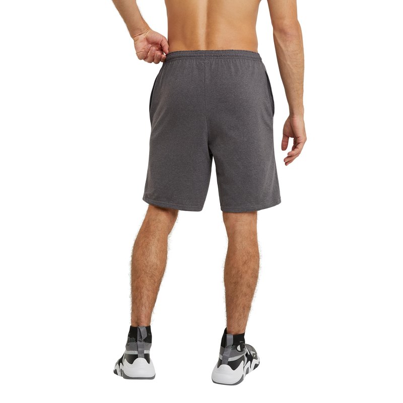 Champion Men's Graphic Jersey Short, granite Heather, Medium