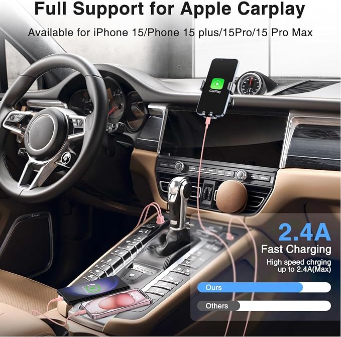 Car Carplay Cable for iPhone 16 15 Pro Max 15 Plus Car Charger 6FT USB to USB C Cable for Car Charger Adapter Carplay USB C Cord Accessories Charging for iPad 10th Gen/iPad Pro Air 5th-DarkBlue