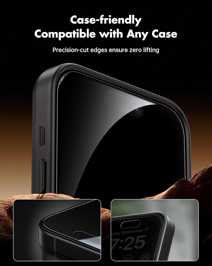 UNBREAKcable Privacy Screen Protector for iPhone 15 (6.1) 25° Anti-Spy Tempered Glass Easy Install Alignment Frame Case-Friendly 9H Hardness Anti-Fingerprint 3-Pack