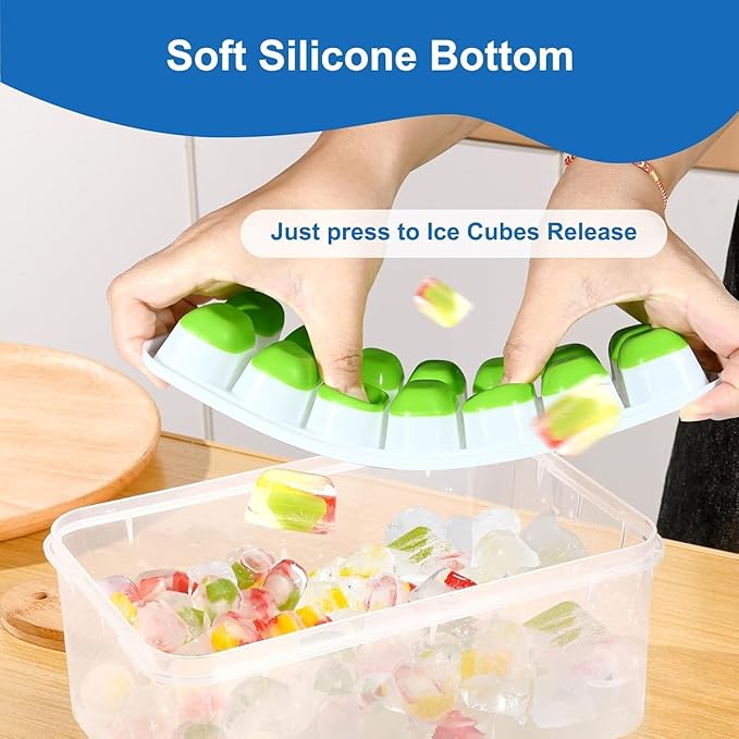 Weftnom Ice Cube Trays with Lids for Freezer, 4 Pack Silicone Set, 56 Cubes