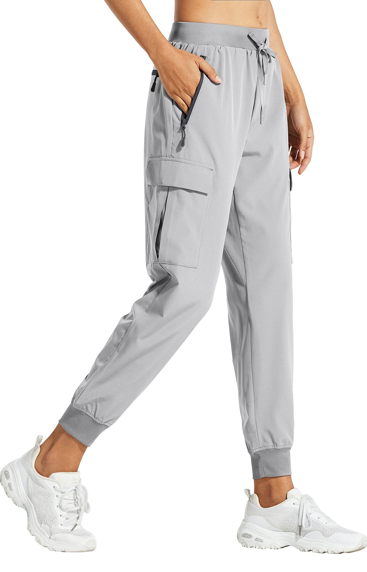 Libin Women's Cargo Joggers Lightweight Quick Dry Hiking Pants Athletic Lounge Casual Travel, Light Gray XXXL
