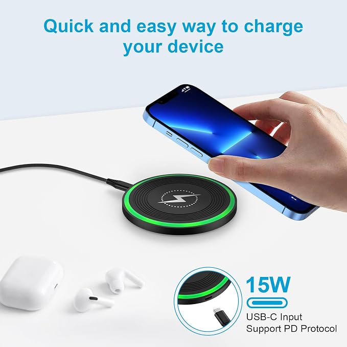 15W Samsung S26 Fast Wireless Charger for Galaxy S26 Ultra S25 FE Z Flip7 | Wireless Charging Pad with QC Adapter for iPhone 17 16 15 Pro Max Google Pixel 10/9a/9 Pro/9 Pro XL/Fold/8a/8 Pro/8/7a/7 Pro
