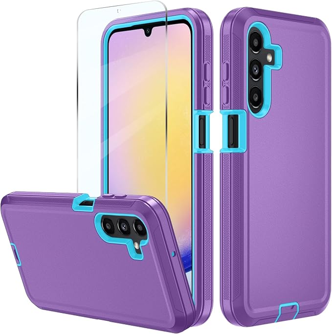 for Samsung Galaxy A17 5G caseA16 5G Heavy Duty casewith A Tempered Glass Screen Protector [Military Grade Protective ] [Shockproof] [Dropproof] [Dust-Proof]for Galaxy A17 / A16(Black)