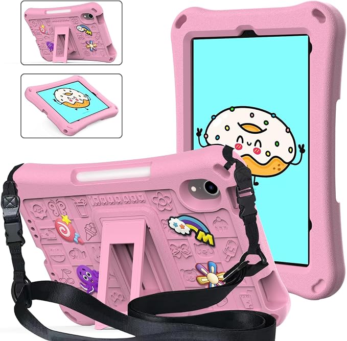 Case for iPad 10.2 Inch 2021/2020/2019/ iPad Pro 10.5 Inch/Air 3rd Gen (2019) Shoulder Strap Kickstand Children Friendly Anti-Scratch Shockproof Case Lightpurple