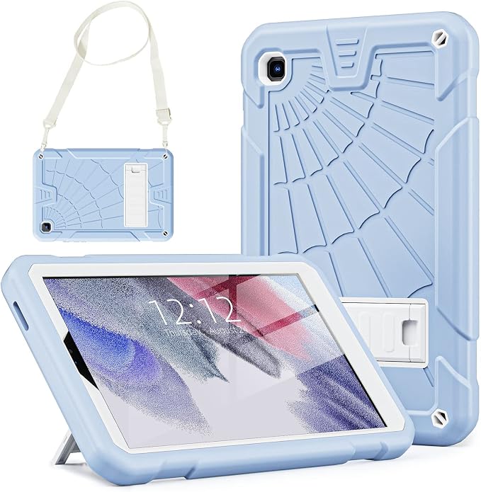 TSQQST Samsung Galaxy Tab A7 Lite Case 8.7 Inch 2021 for Kids | SM-T220/T225/T227 Full Body Protective Shockproof Rugged with Stand+Shoulder Strap Black