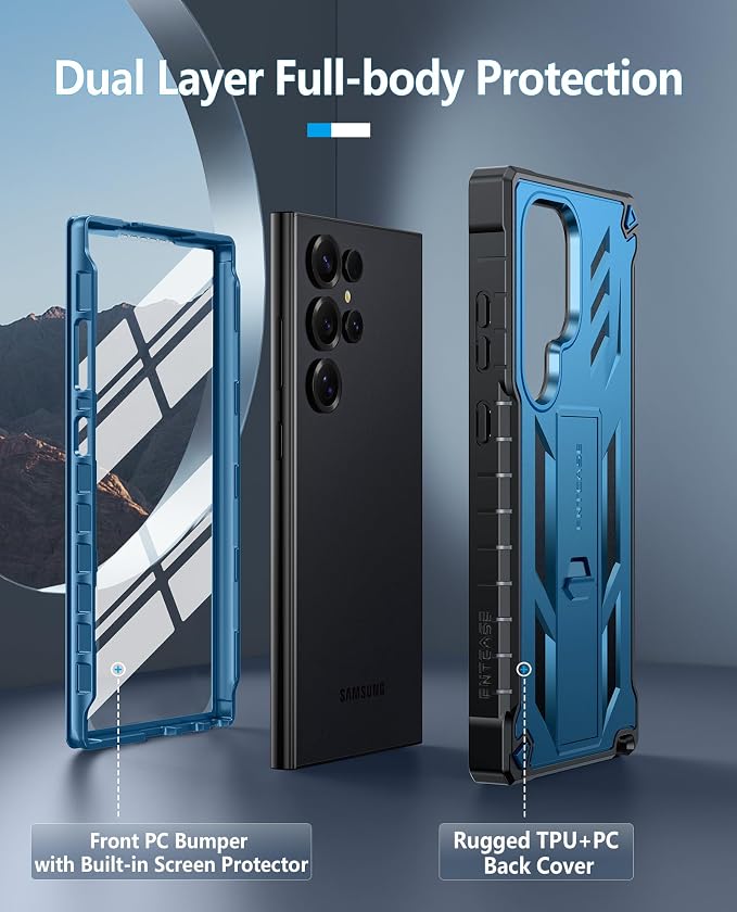 FNTCASE for 11 Pro XL Case Rugged Kickstand 2 Front Frames Black | Built-in Screen Protector 20FT Military-Grade Drop Protection Rugged Heavy Duty Shockproof Full Body Protective Cover