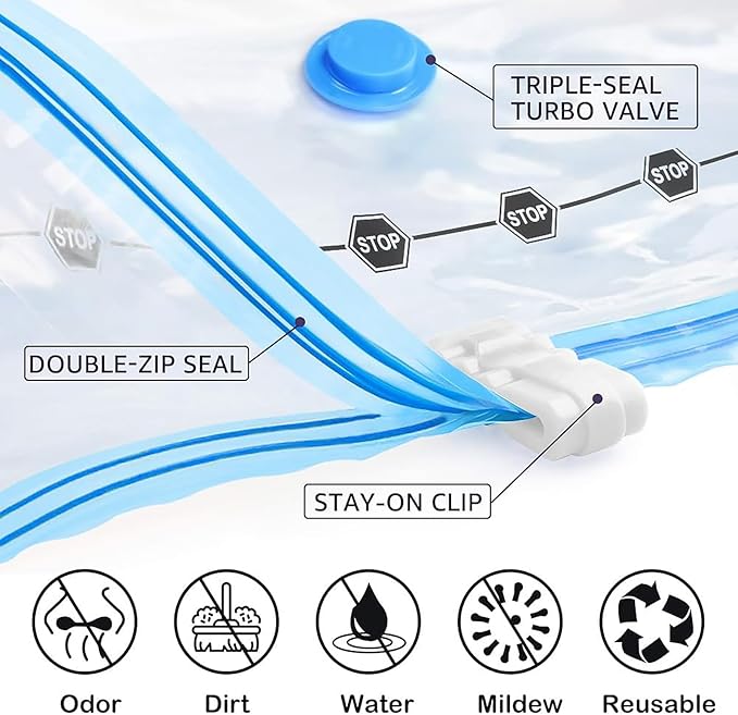 BoxLegend Vacuum Storage Bags with Large Hand Pump 12 Combo (3 Jumbo,3 Large, 3 Medium, 3 Small) Thickened Vacuum Seal Bags for Clothing Coat Bedding Quilt Blanket Pillow Comforters