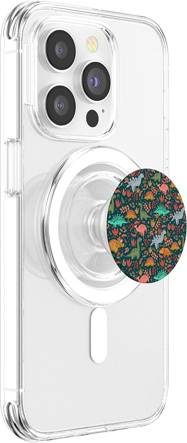 Cute Floral Midnight Green Dinosaurs PopSockets Adhesive PopGrip