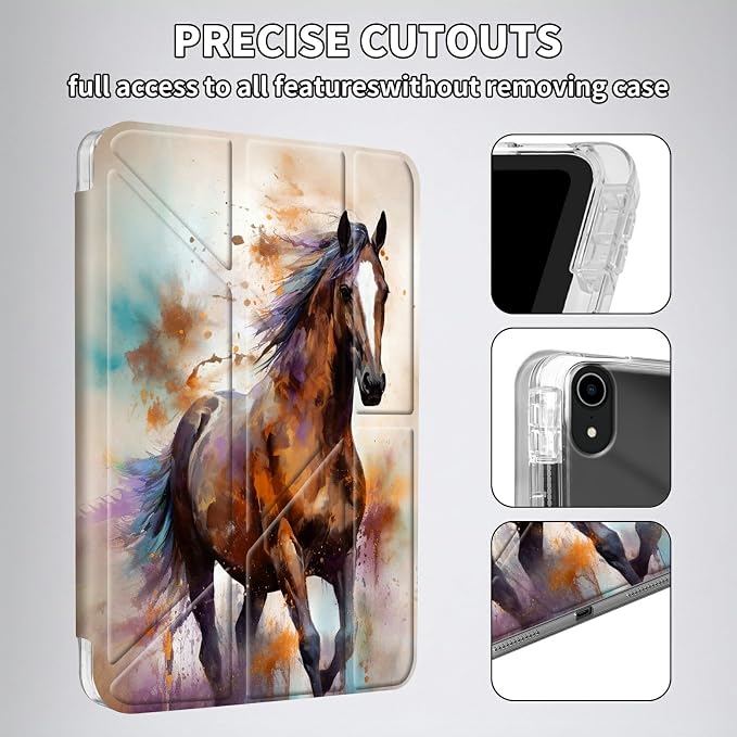 for iPad 10.2 &amp 10.5/iPad 9th/8th/7th Generation 10.2 2021 2020 2019 Case Mutil Angles Folding Y-Shaped Stand Cover with Pencil Holder Auto Wake/SleepAmerican Flag and Cow