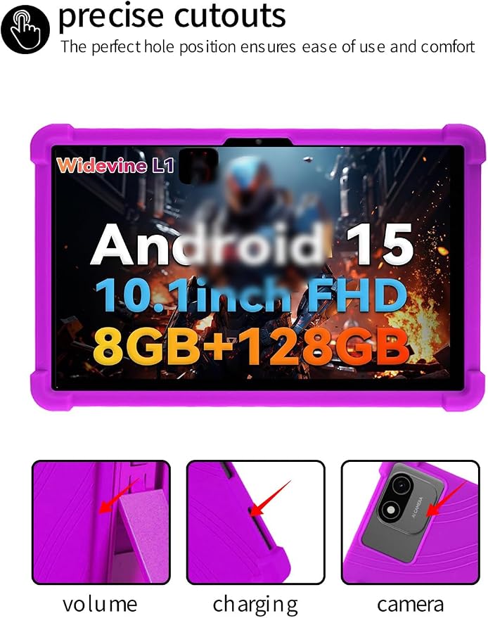 for Headwolf W6 10.1 Inch Tablet CaseBOVUGAC Soft Silicone Adjustable Stand Shockproof Kids Friendly for Headwolf W6 10.1 Tablet(Black)