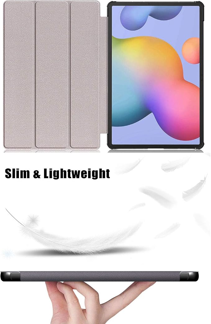 Case for Samsung Galaxy Tab S8 Plus 12.4 2022/S7 FE 2021/S7 Plus 2020 (SM-X800/X806/T730/T733/T736/T738/T970/T975/T976) Lightweight Tri-Fold Stand Thin Cover Auto Wake/Sleep Almond Blossom