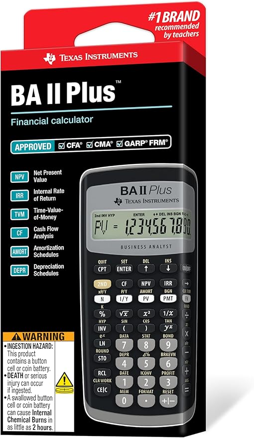 Texas Instruments BA II Plus Financial Calculator, Black Medium