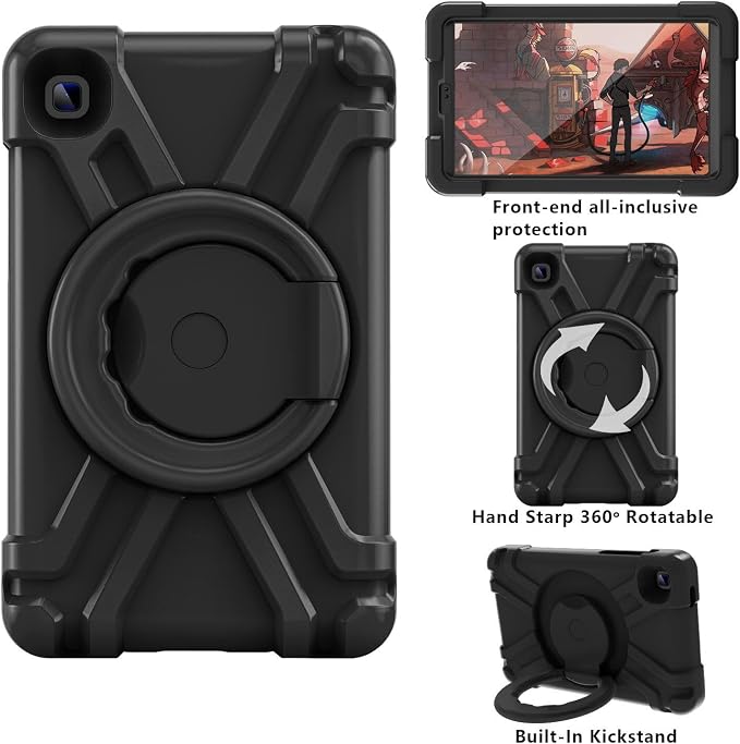 AKABEILA Compatible with Amazon Fire HD 8 2020/2022 Tablet Case，Rugged Kids Case with Stand Lightweight Shockproof Kids Friendly Tablet Cover Black