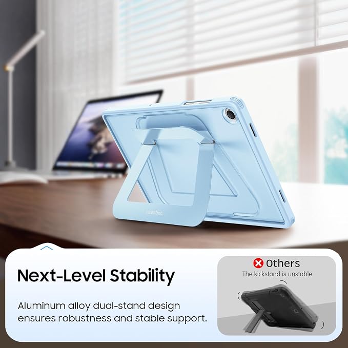 Fintie Multi-Angle Kickstand Case for Samsung Tab A11+/A9+ 11 in Black | Dual-Axis Aluminum Stand PC &amp TPU Protection Slim Frosted Hard Cover with Anti-Scratch Surface Stable Viewing Angles
