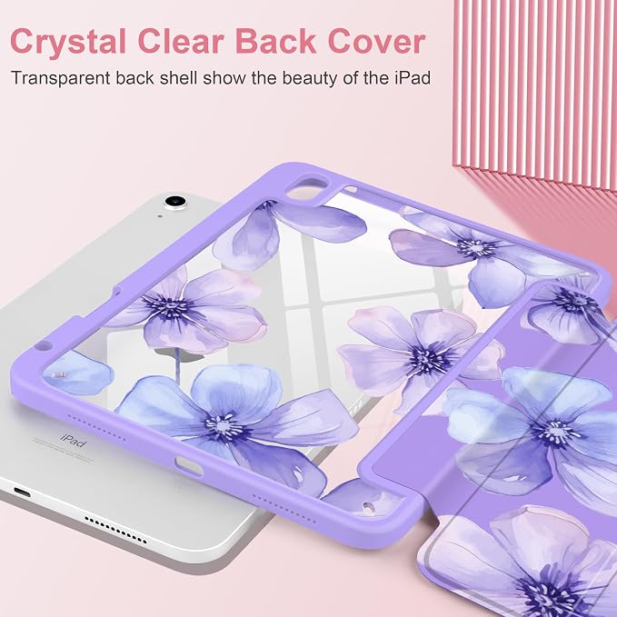 Case for iPad (A16) 11th Generation 11 inch 2025 /iPad 10th Gen 10.9 2022 - Aesthetic Cute Preppy Design Trifold Cover with Soft TPU Bumper Clear Back Auto Sleep/Wake Waves