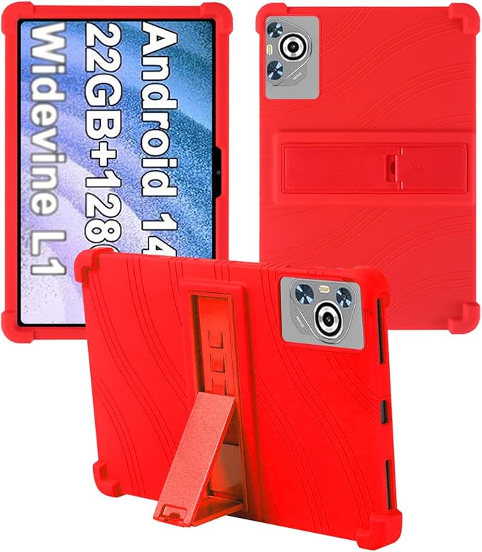 Case for Dghrti TAB30 2025 Android 14 Tablet 10.1 Inch，WUNIAK Shock Proof Lightweight Stand Rubber Shell Protective CoverKids Friendly Soft Silicone Adjustable Stand CoverBlack
