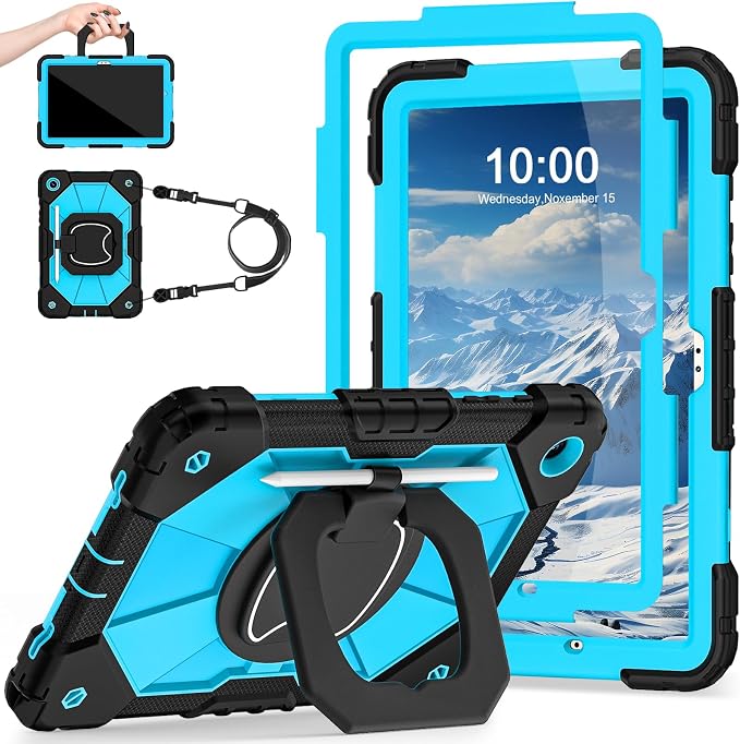 Auizotl Case for Samsung Galaxy Tab A11+/A9+ Plus 11 Inch with Screen Protector/Rotating Stand/Pen HolderMilitary Grade Shockproof Cover for Galaxy Tab A11 Plus /A9 Plus CasesBlack