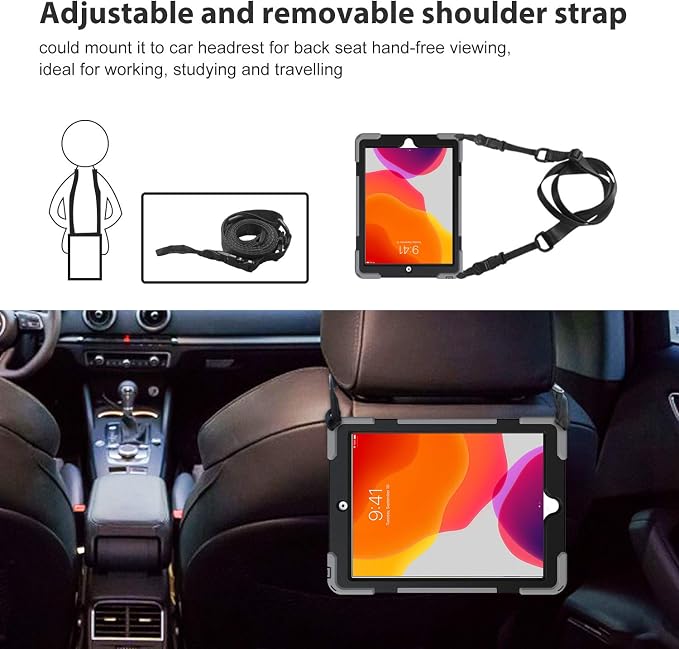 ProCase Rugged Case for iPad 9th/ 8th/ 7th -Teal | Heavy Duty Shockproof Protective Cover with Strap for 10.2 iPad 9/8/7 (2021/2020/2019)