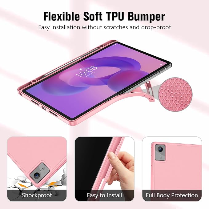 ProCase Full-Edge Case for Lenovo Idea Tab 11 2025 &amp Tab K11 Gen 2 | Slim Trifold Stand Cover with Shockproof TPU Back Pencil Holder &amp Full Protection - Black
