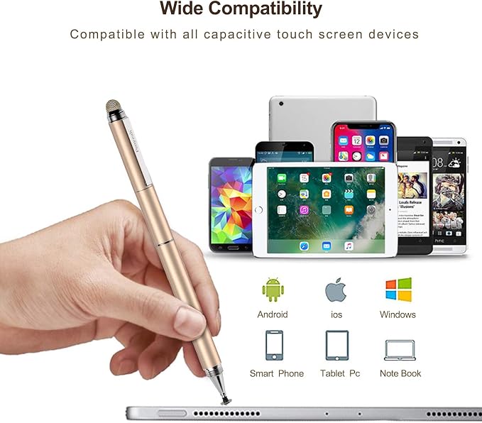 Penyeah Stylus 4-in-1 Stylus Pen for Touch Screen High Precision and Sensitivity DiscMesh2 Sized Rubber Tips Universal for iPhone/iPad/Android/Samsung/HP Tablets All Capacitive Touch Screens-Blue