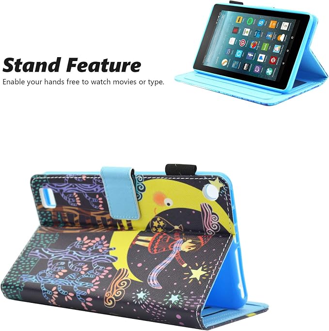 Case for Kindle Fire 7 TabletDteck Full Protective Flip Adjustable Stand Auto Wake/Sleep Smart Cover with Pencil Holder for Kindle Fire 7 Tablet 9th/7th/5th Generation 2019/2017/2015 ReleaseKing Dog