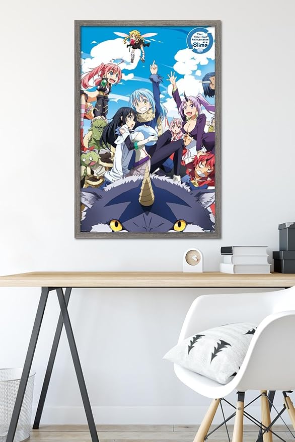 Trends International That Time I Got Reincarnated As A Slime - Group Wall Poster, 22.375" x 34", Barnwood Framed Version