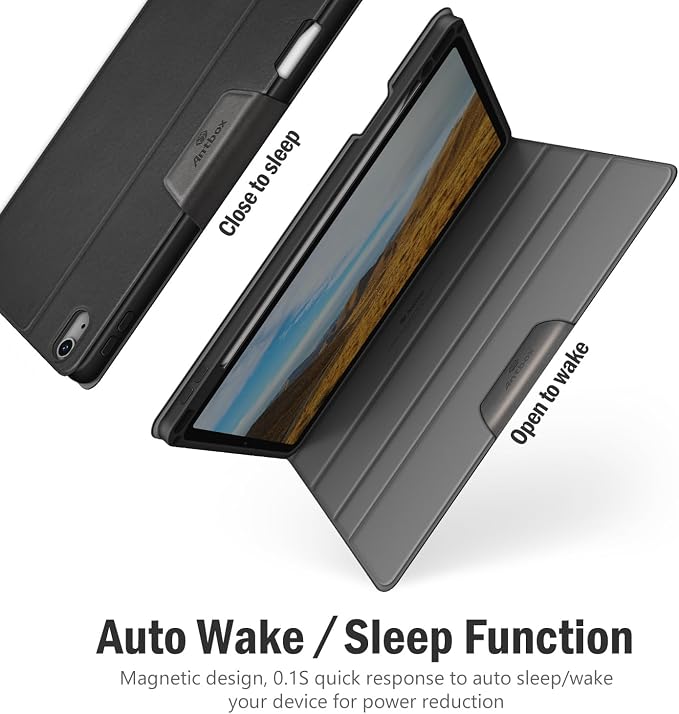 Antbox for iPad Air 13 Inch Case 2026 M4 /2025 M3 /2024 M2 Black | Built-in Pencil Holder Supports Pencil Pro and Pencil (USB-C) Auto Sleep/Wake PU Leather iPad Air 13'' Cover