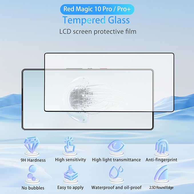 NOUKAJU Screen Protector for REDMAGIC 10 Pro/10 Pro Plus/10S Pro Tempered Glass Screen Protector HD Tempered GlassScratch ResistantProtector for Red Magic 10 Pro 6.85 inch[3pack]