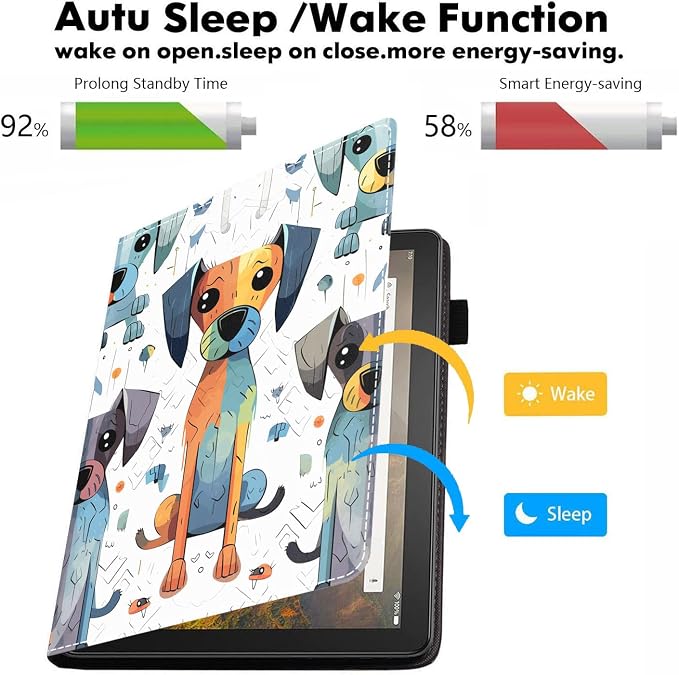 Case for Amazon Kindle Fire HD 10 Tablet 10.1 (9th/7th Generation 2019/2017 Release) - PU Leather Folio Case with Smart Auto Wake/Sleep African American Girl