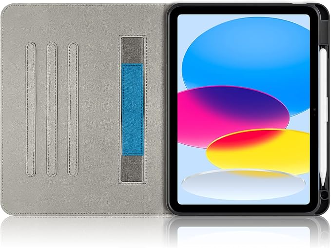 for iPad 10th Generation Case 10.9 inch 2022 with Pencil Holder PU Leather Smart ipad 11th A16 11inch Cover Model: A2696 /A2757 / A2777 Auto Sleep/WakeBlack
