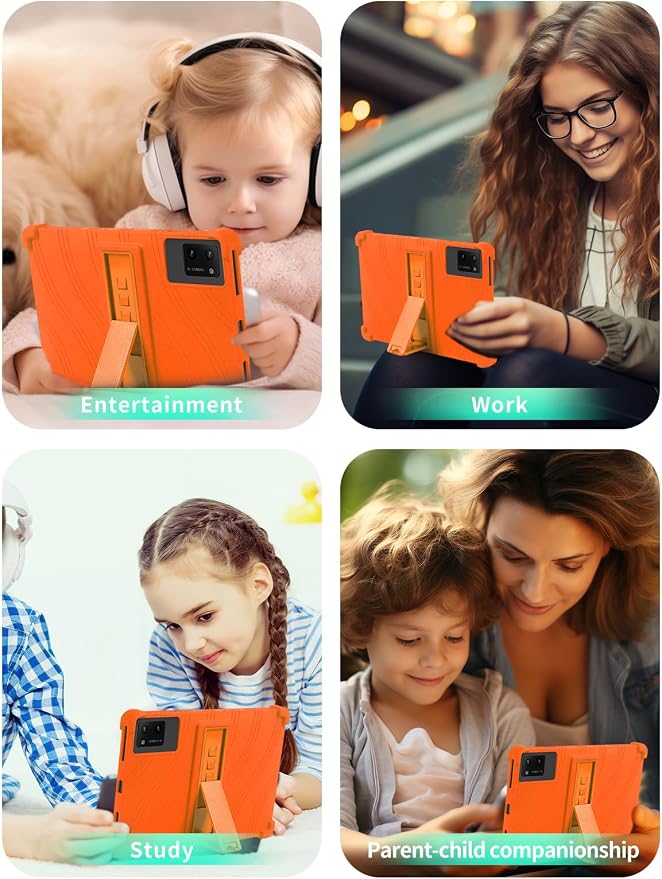 Case for DigiLand-S10 10.1 Android 14 Tablets，WUNIAK Shock Proof Lightweight Stand Rubber Shell Protective CoverKids Friendly Soft Silicone Adjustable Stand CoverBlack
