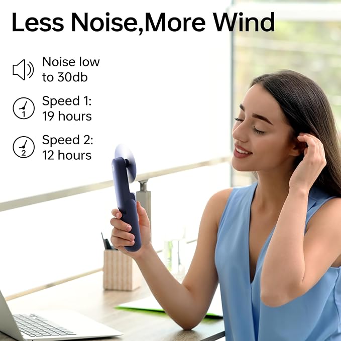 JISULIFE Portable Handheld Fan, Mini 3 In 1 with Rechargeable Battery, Personal Pocket Fan for Travel, Outdoor, USB Power Bank, Flashlight, Essential Ideal Gifts for Summer/Vacation/Concert - Blue