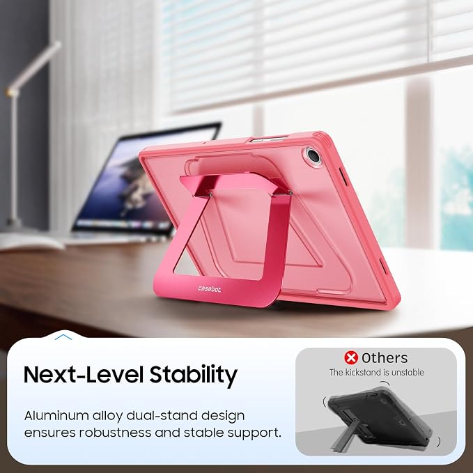 Fintie Multi-Angle Kickstand Case for Samsung Tab A11+/A9+ 11 in Black | Dual-Axis Aluminum Stand PC &amp TPU Protection Slim Frosted Hard Cover with Anti-Scratch Surface Stable Viewing Angles