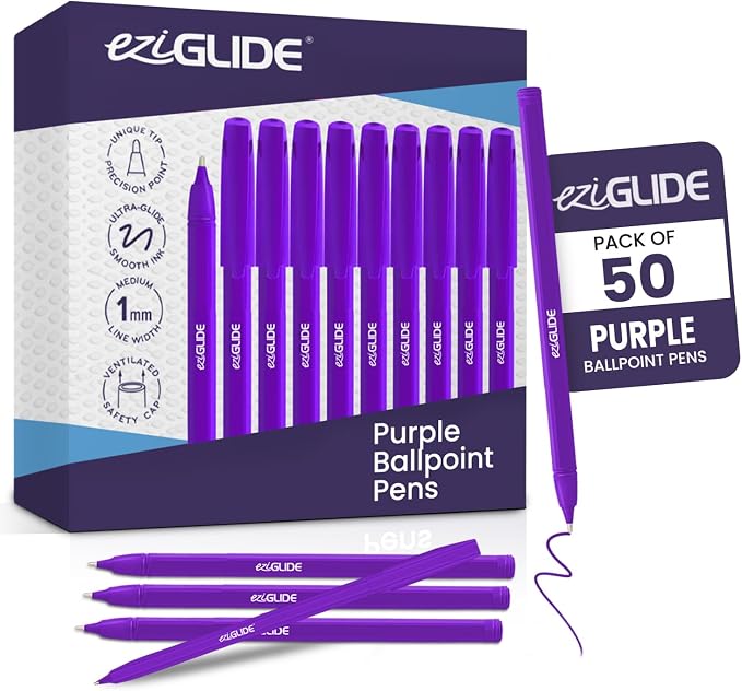 50-Pack Assorted Ballpoint Pens Easy Grip &amp Medium Point (1.0mm) | Precise Writing &amp Ergonomic Grip – Multipack Ball Point Pens Ideal for Home Office Teachers Exams Work &amp Stationary