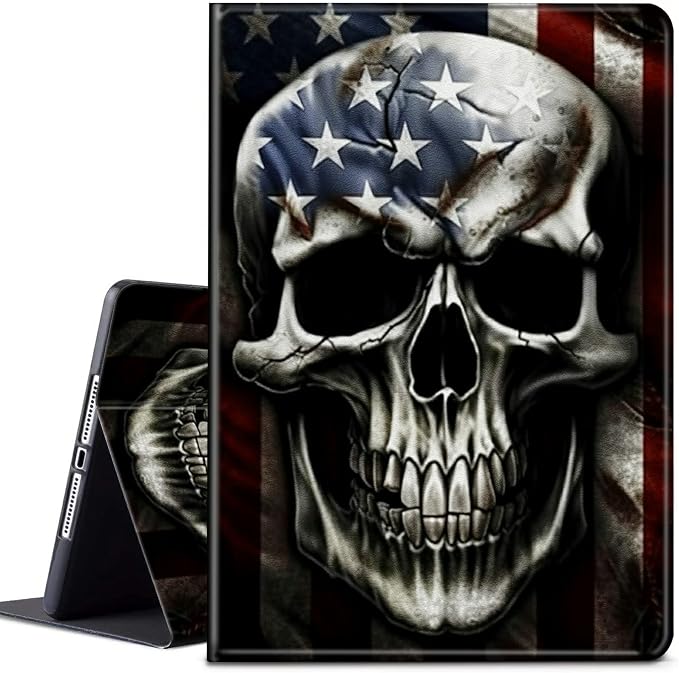 Case for Samsung Galaxy Tab A9 Plus 2023/A11 Plus 2025 11 inch Lightweight Protective PU Leather Smart Stand Cover with Auto Wake Sleep Tablet Case Cover - American Flag &amp Fish