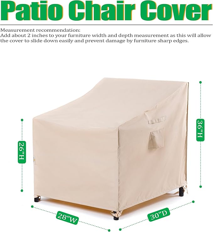 F&J Outdoors Patio Chair Covers Waterproof Outdoor Dining Chair Adirondack Chair Cover, 28" W x 30" D x 36" H