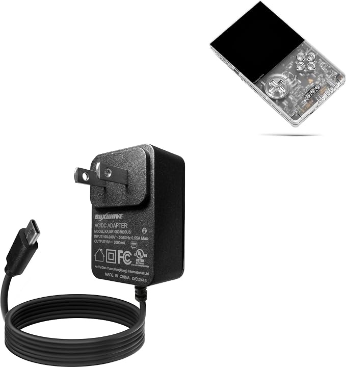 BoxWave Charger Compatible with Analogue Pocket (Transparent) - Wall Charger Direct (15W) Rapid Charge Your Device with Built-in 3ft Cable