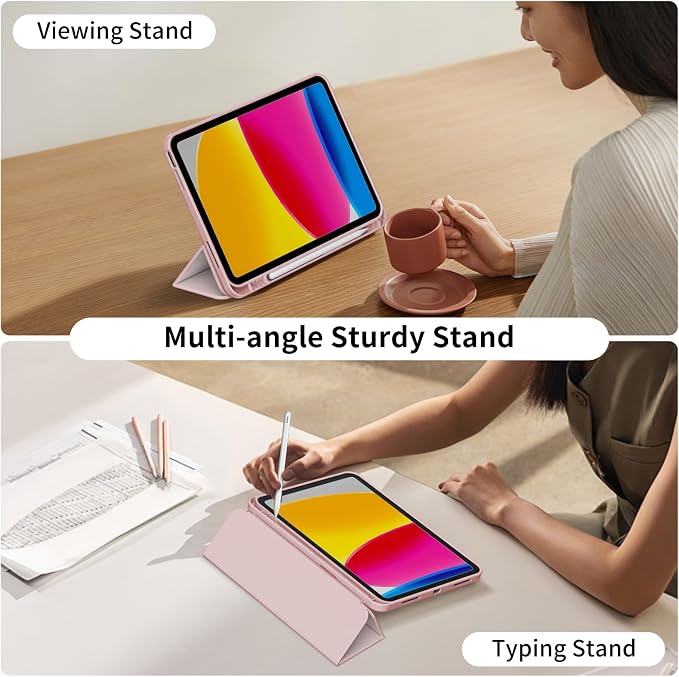 Case for iPad 11th Generation A16 Chip (2025) iPad 10th Generation Case 10.9-inch (2022) Trifold Stable Stand Protective Soft TPU Back Cover with Pencil Holder Black
