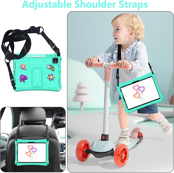 Case for iPad 10.2 Inch 2021/2020/2019/ iPad Pro 10.5 Inch/Air 3rd Gen (2019) Shoulder Strap Kickstand Children Friendly Anti-Scratch Shockproof Case Lightpurple