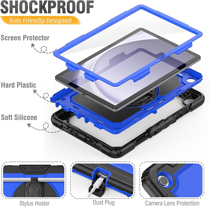 HXCASEAC Case for Samsung Galaxy Tab S6 Lite 10.4 inch Protective with Screen Protector/Hand Strap/S Pen Holder Shockproof S6 Lite Tablet Case 2024/2022/2020 SM-P610 SM-P613 SM-P620 - Black